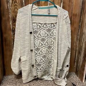 White cover up sweater